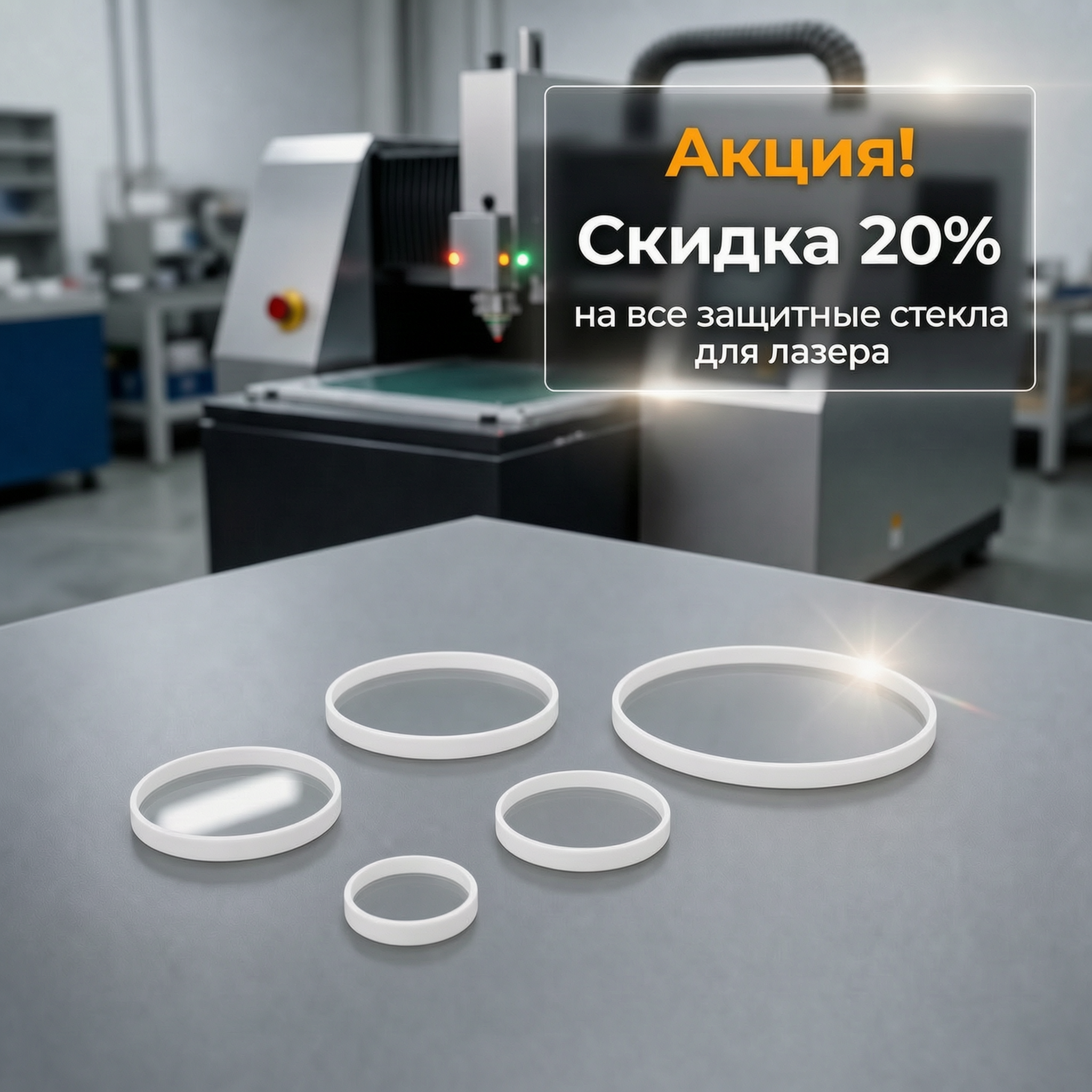 Обеспечьте безопасность лазера — 20% скидка на все защитные стекла!