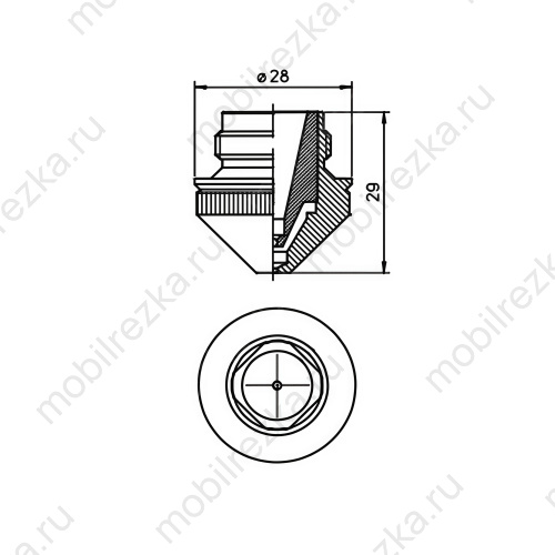 MR423-0001 Сопло с внутренней вставкой 1.0 мм D28.0 H29.0