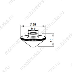 MR358-0015 Сопло двойное 1,5 мм D28 H15 M11