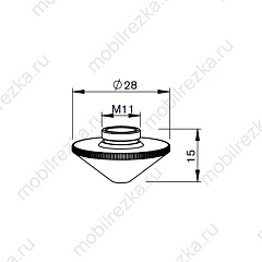 MR345-1463 Сопло одинарное HD 1,5 мм D28 H15 M11