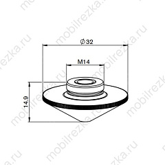 MR-120GJT0630 Сопло двойное конусное 3.0 мм D32 H15 M14