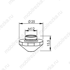 MR407-4860X Сопло EAA 1,0 мм D25 H15.5 M12